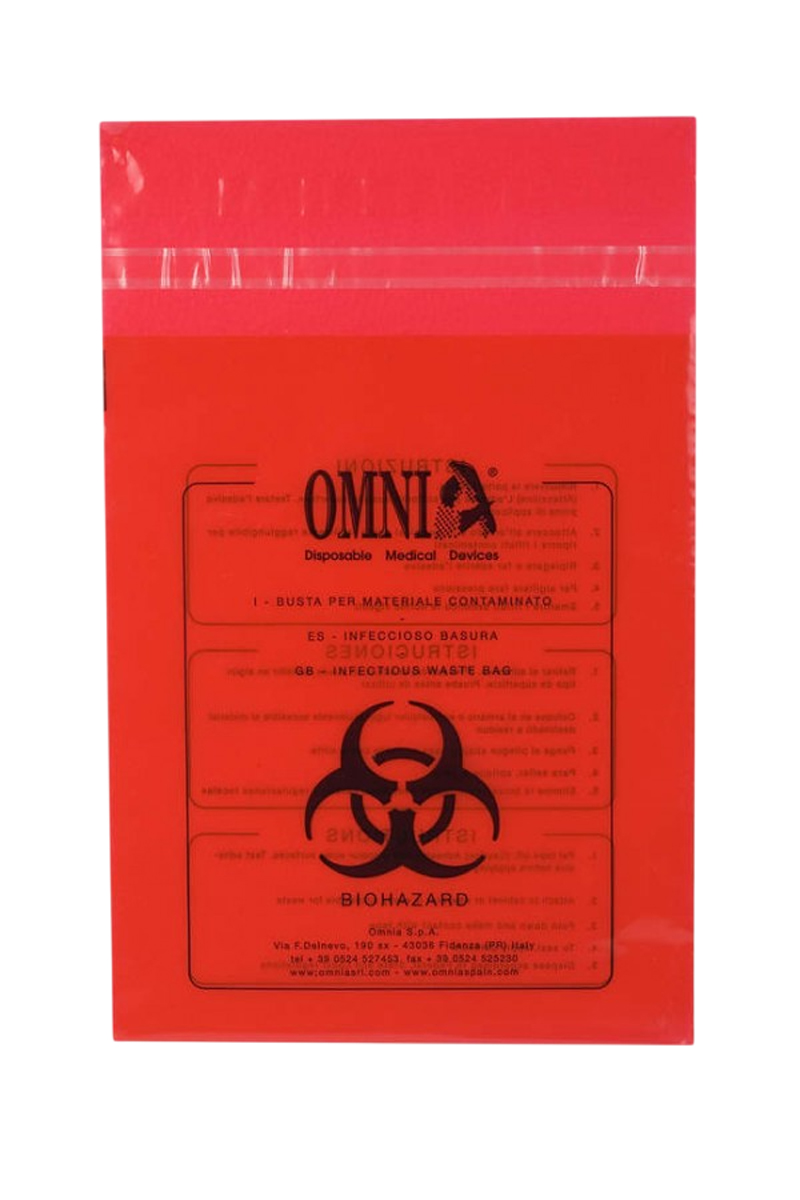 Entsorgungsbeutel für kontaminiertes Material, einseitig verklebbar, im 50-teiligen Spender