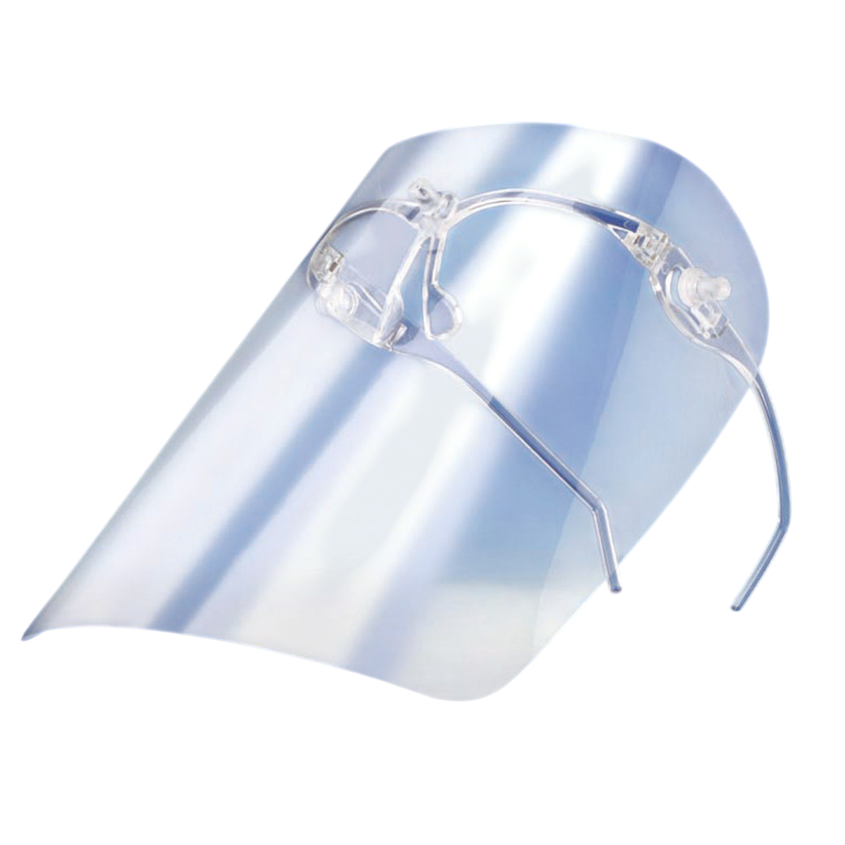 Schutzbrillen mit Nasenclip und langem Einwegvisier.